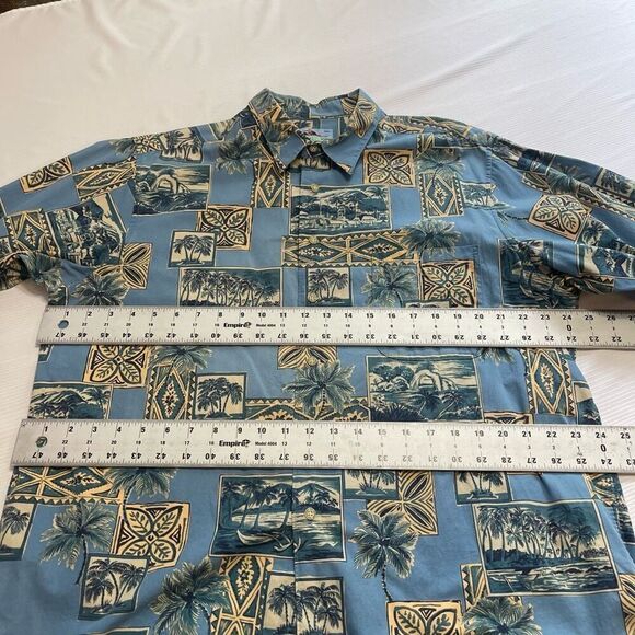 Reyn Spooner VTG Blue Palm Short Sleeve Button Up Shirt Size XL - Picture 3 of 8